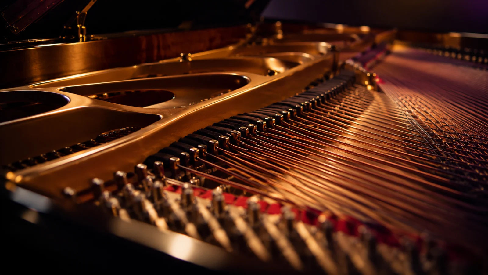 Cordas de um piano, fotografia ilustrativa